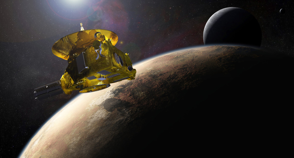La New Horizons en Plutón —visión artística. (Fuente: NASA.)