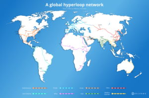 Red mundial de hyperloop "Visión 2050". Imagen: Zeleros.