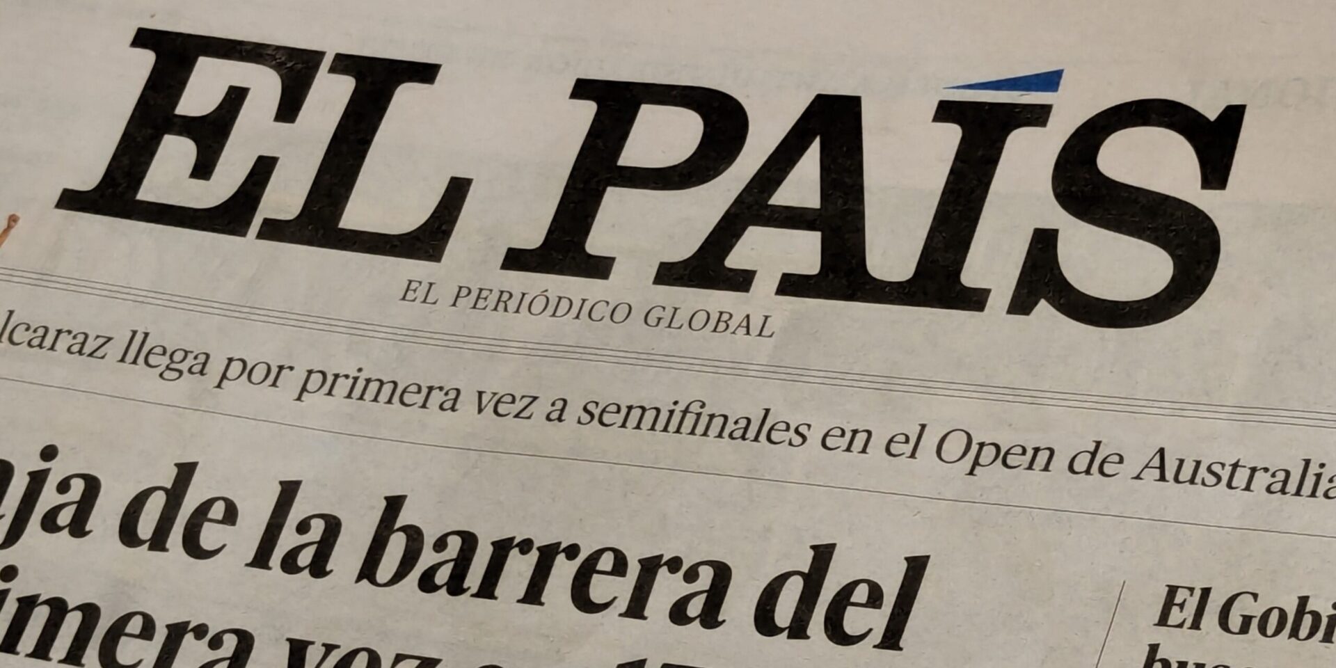 Fotografía de la cabecera del periódico El País, en su edición impresa.